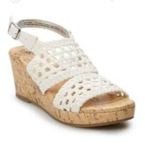 SO Adriene Girls Chunky Wedge Peep Toe Strappy Sandals Size 13